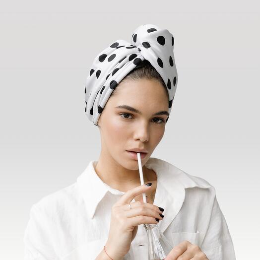 Norma Jeane - Hair-drying turban with mulberry silk and microfiber - A gift she never received before