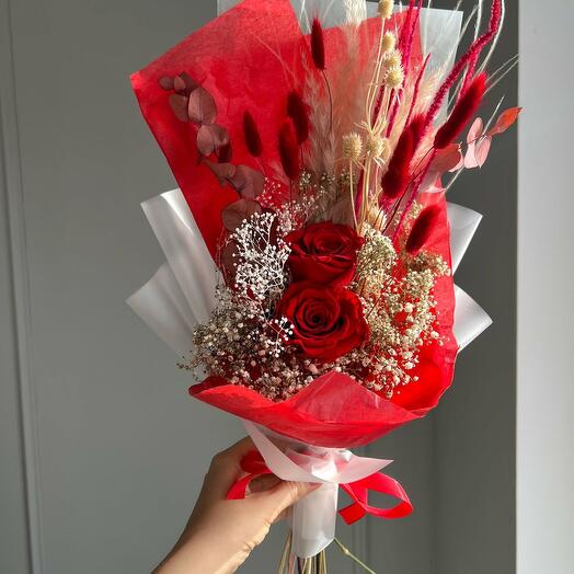 Trockenblumenstrauss "Rot"