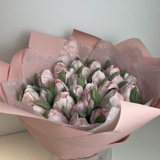 Bouquet de tulipes en zéphyr „Bourgeons Délicats –  25 cm