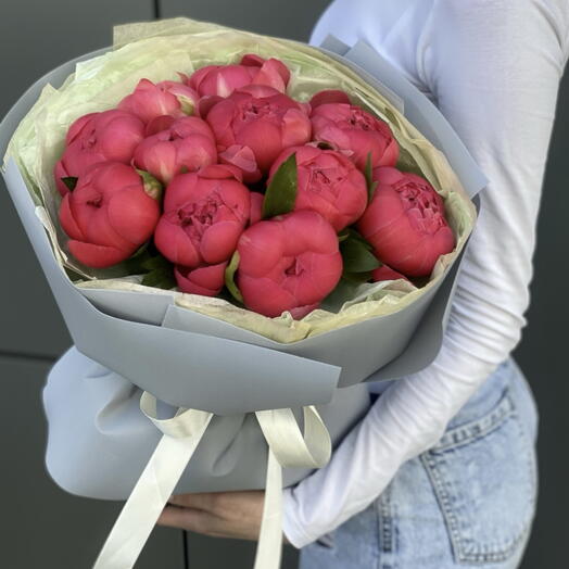 Bouquet of coral peonies