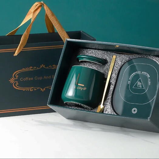 Coffee mug with warmer in Green Colour