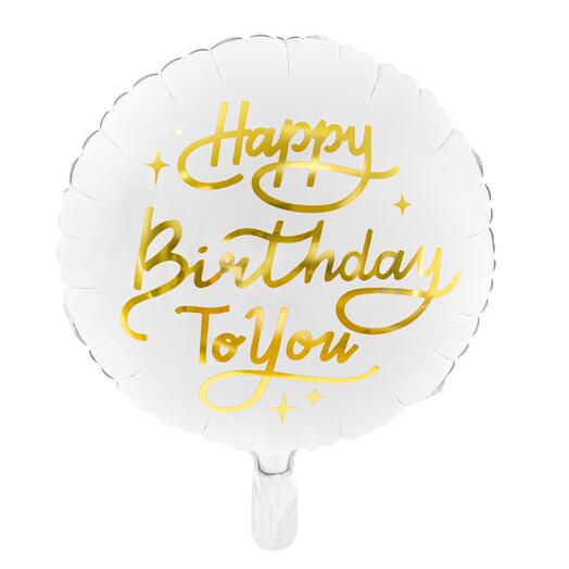 White Gold Happy Birthday foil balloon