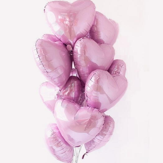 13 Фольгированные шары "Розовое сердце"