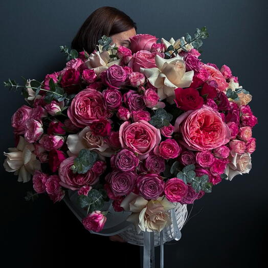 Sparkling Passion (peony roses, spray peony roses, eucalyptus)