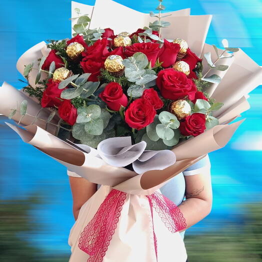 Ramo rosas y chocolates