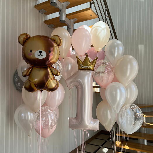 Set with Bear in Pink Tones