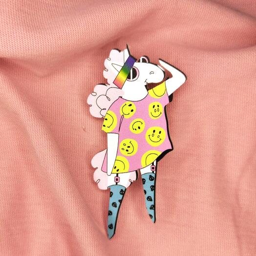 Brooch "Unicorn with glasses"