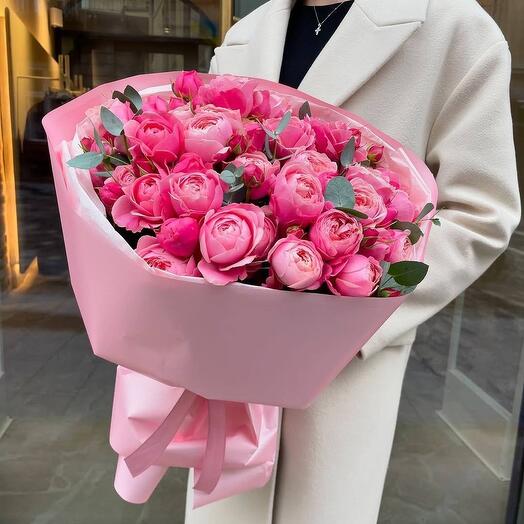 Букет с кустовой розы Сильва Пинк