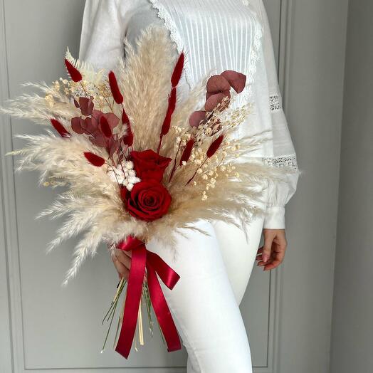 Trockenblumenstrauss "Rote Rosen"