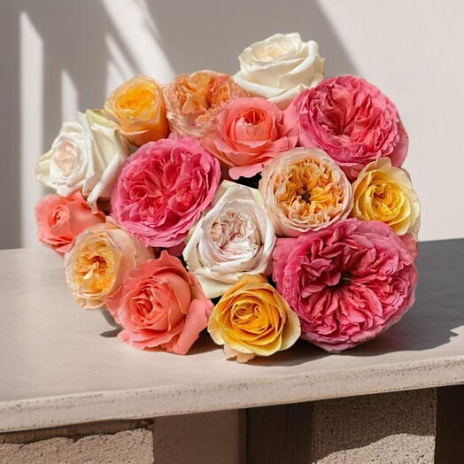 Букет "Гама пионовидных роз", 11 стеблей цветов, -10%