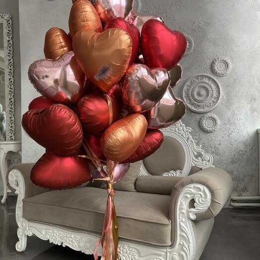 Bouquet of 25 foil hearts