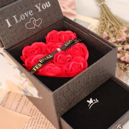 💍 I Love You Rose Box with 9 Roses   Ring 💖 | Romantic Surprise Gift