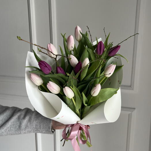 Tulips and spring branches