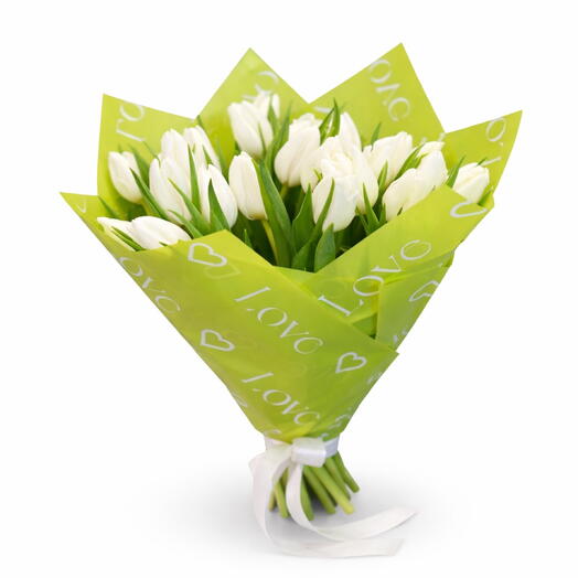25 white tulips