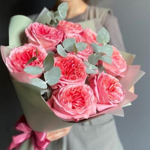 Pink Peony roses (7 stem)