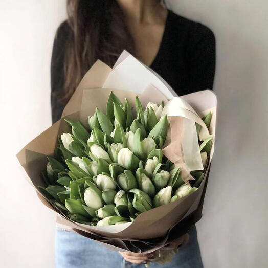 Tulips mono-bouquet Beautiful White M