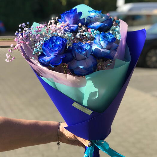 Дизайнерський букет з блакитною трояндою