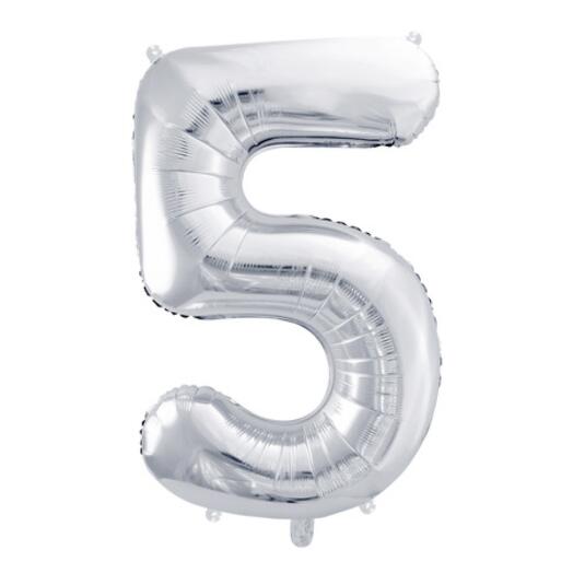 Silver foil balloon number 5