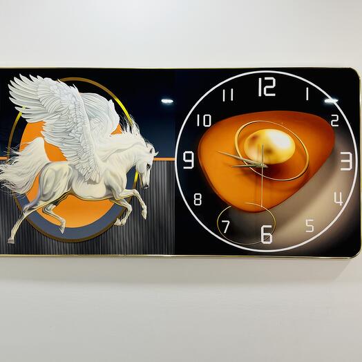 Unicorn 3D Wall Painting with Side Clock – 40×80 cm