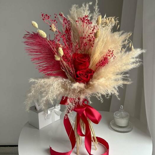 Trockenblumenstrauss "Liebesflamme"