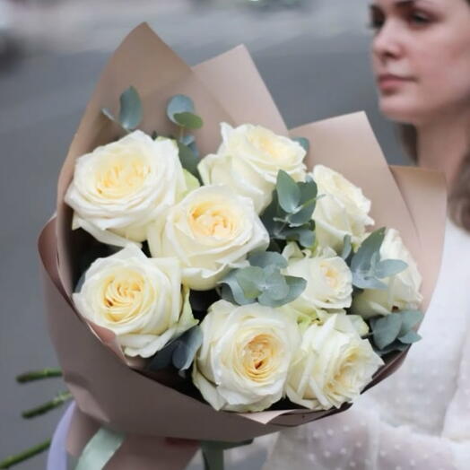 Авторский букет роз Кэндлайт