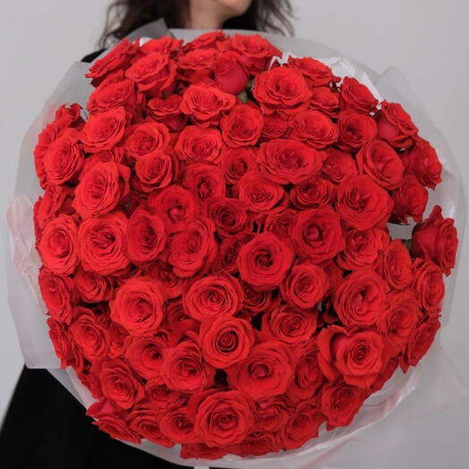 101 красная роза 60 см