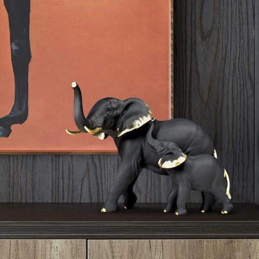 Elegant Resin Elephant Family Figurine – Handcrafted Decorative Statue (Set of 2)
