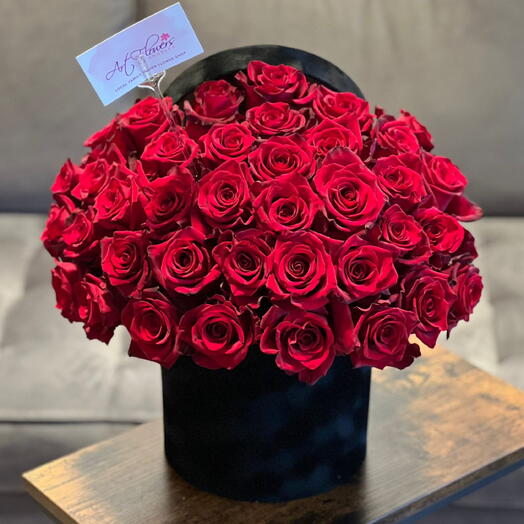 50 Red Roses in a box