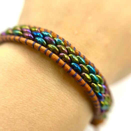 Dəri ipdən SuperDuo boncuklu bilərzik :)