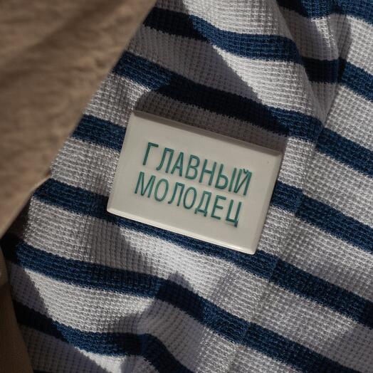 Handmade brooch "Glavni molodec"