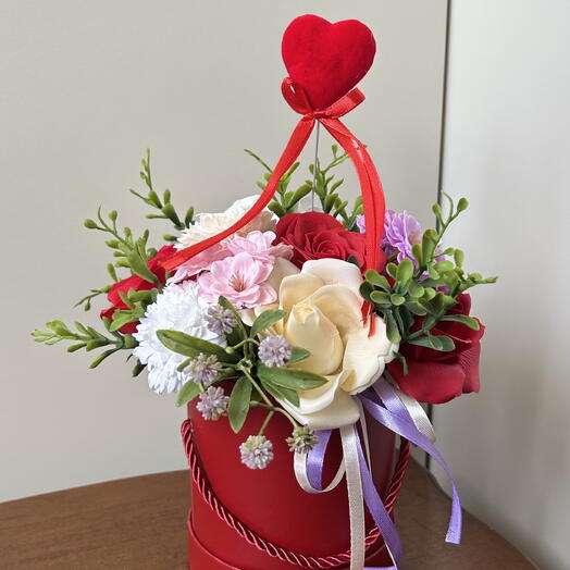 Caja de flores flores de jabón ramo regalo rosas corazón San Valentín cumpleaños