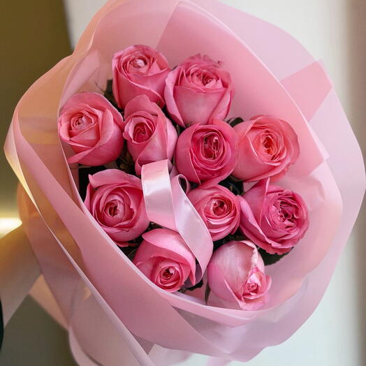 🌹Bouquet of 11 peonies pink roses