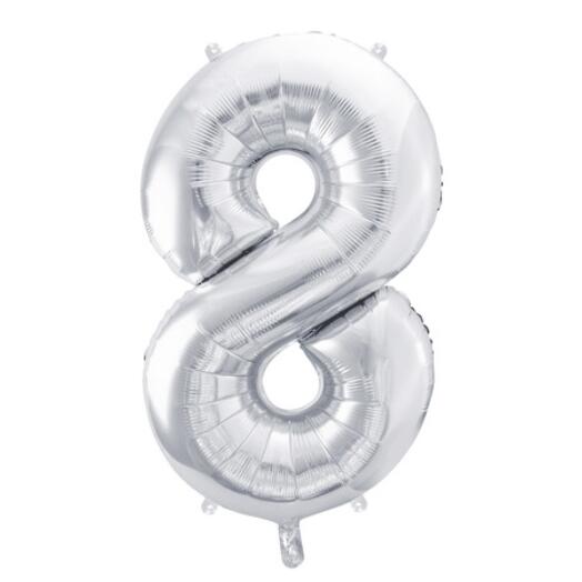 Silver foil balloon number 8