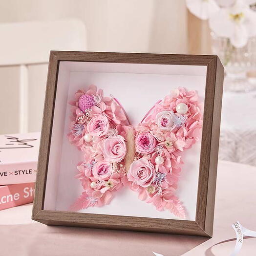 Butterfly Love Eternal Flower Photo Frame - Girl Pink