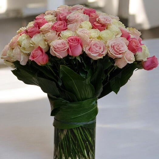 Симфония румянца – 120 роз