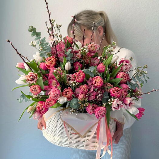 Tulips in basket