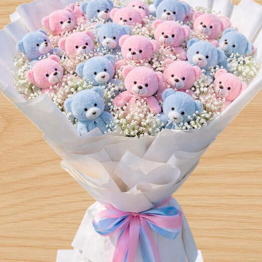 💙💗 Pastel Teddy Bear Plush Bouquet
