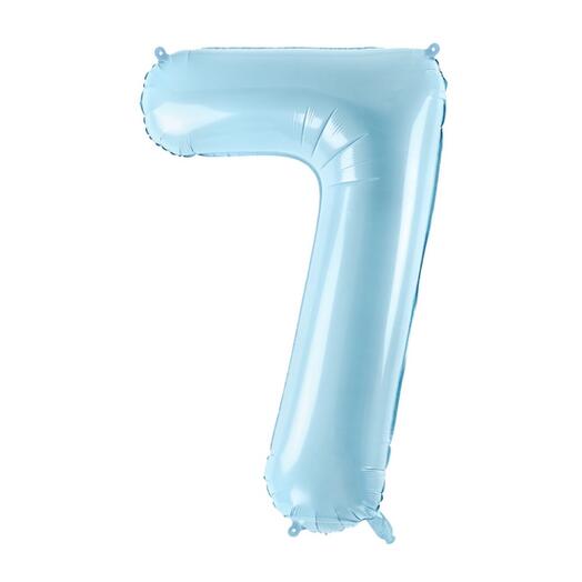 Light blue foil balloon number 7