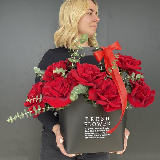 French roses in a bag