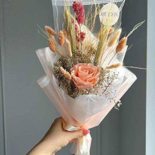Trockenblumenstrauss "Pfirsich" Mini