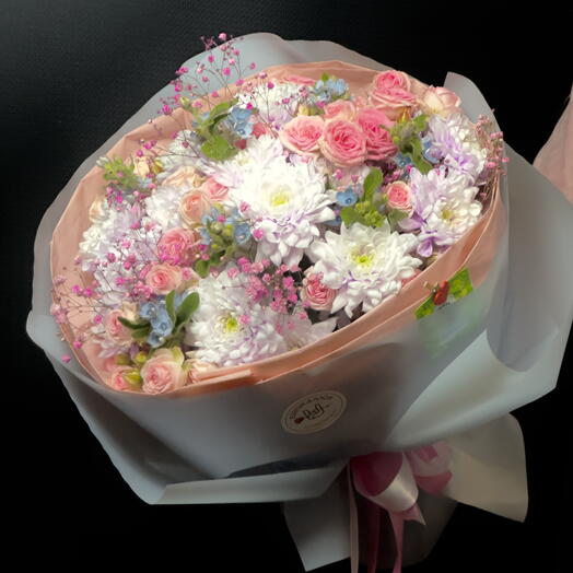 💐 Туған күнге арналған нәзік аралас: раушандар