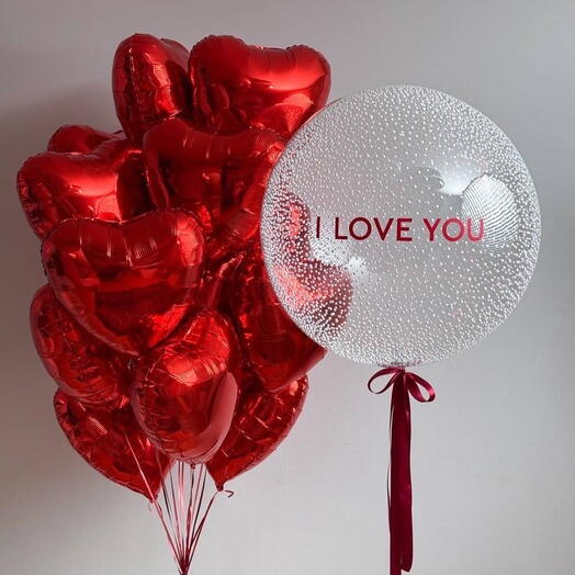Set Red hearts Balloons   I love you