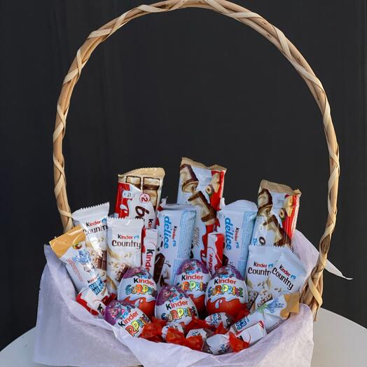 Basket with Kinder sweets