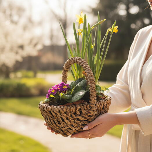 Spring Basket – Seasonal Potted Plant Arrangement