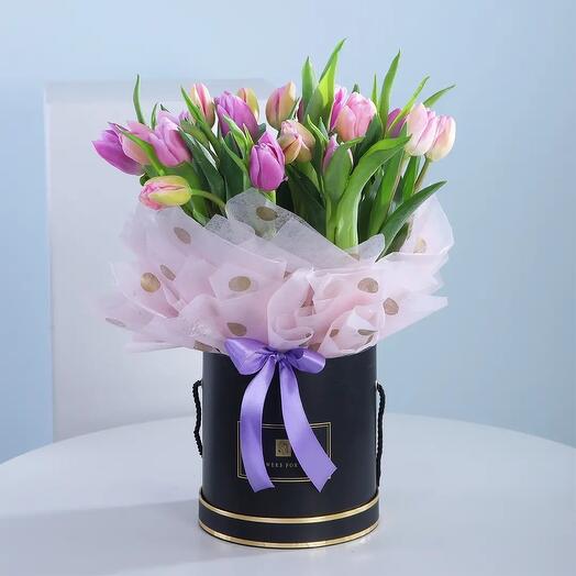 Blooming Purple Tulips