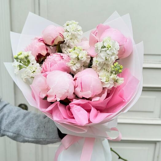 Peonies and Matthiola white