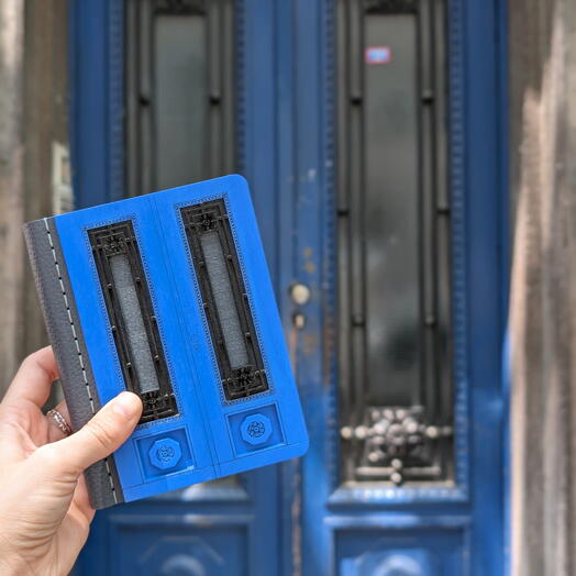 Blue Belgrade door notebook with silver barn