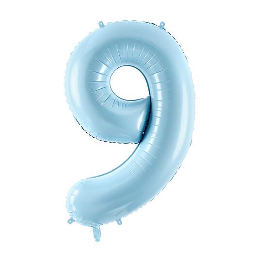 Light blue foil balloon number 9