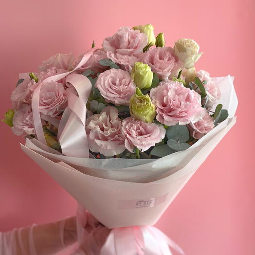 Pink plombir with eukaliptus