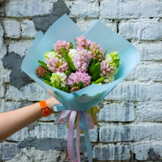 Fragrant hyacinths - pastel mix bouquet
